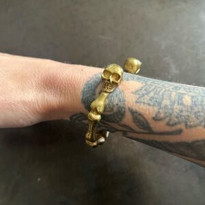 Skull and bones brass bracelet